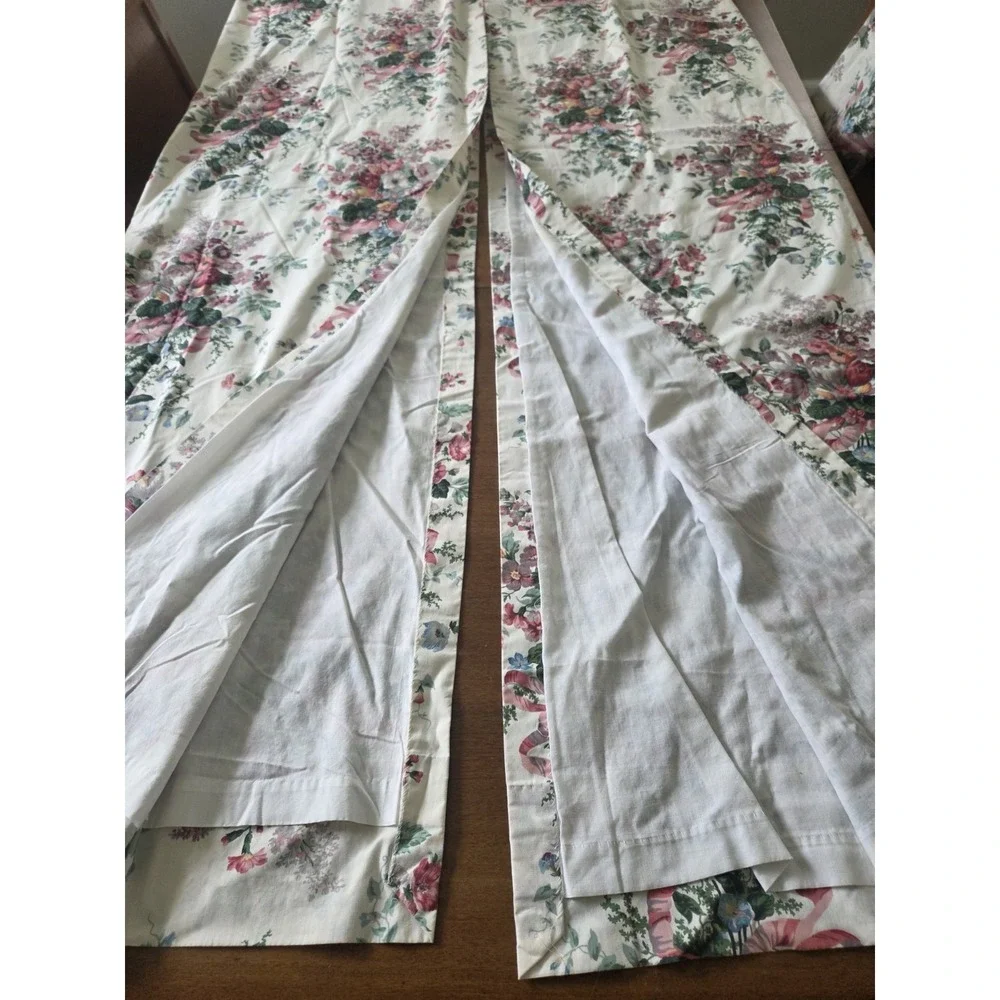 Vtg Croscill English Garden Panels Set Six Piece Curtains Valance Cottagecore